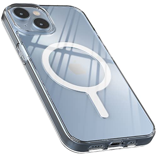 Sinjimoru [Starker Magnet] Transparente iPhone Hülle mit MagSafe, Stoßfeste iPhone Clear Case Handyhülle Magnetisch & Durchsichtig für iPhone 14, 13 & 12 Reihe. M-Airclo Basic iPhone 14 von Sinjimoru