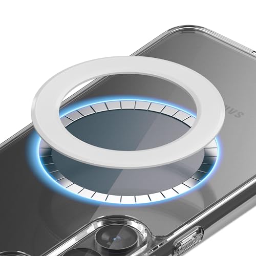 Universal Handy Magnet Ring Sticker für alle Smartphones, Sinjimoru Starke Magnetring Platte zum Aufkleben für Android/iPhone Hülle kompatibel mit MagSafe Ladegerät & Zubehör. M-Ring Plate Weiß von Sinjimoru