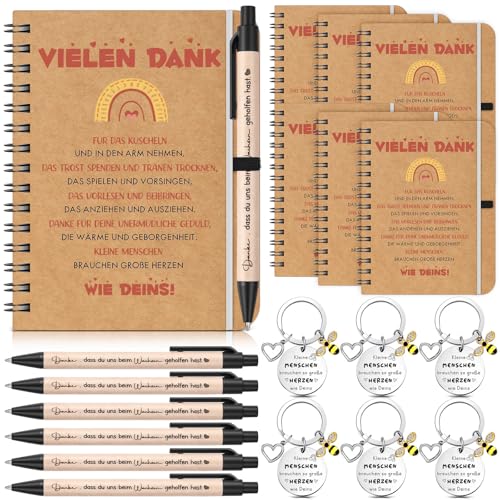 Sinmoe 6 Set Dankeschön Geschenk für Erzieherin Lehrerin Kollegen Abschiedsgeschenk Erzieherin Notizbuch Kugelschreiber und Schlüsselanhänger Lehrerin Geschenk für Kita Kindergarten Grundschule von Sinmoe