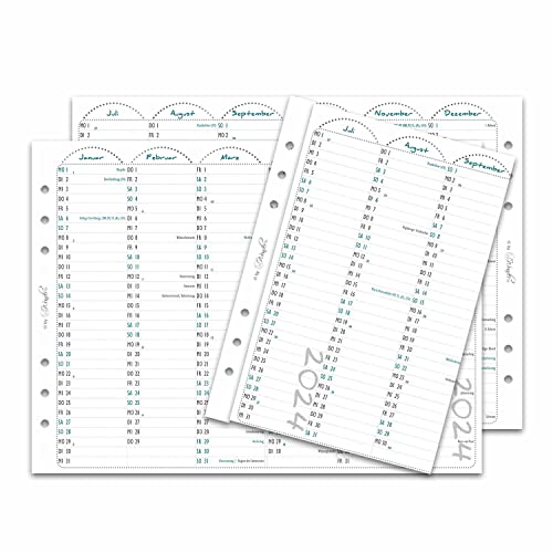 SinnWunder® 2024 Premium Jahresplan zum Ausklappen mit einem Halbjahr pro Seite für 6-Ring Planer - Din A5 von SinnWunder