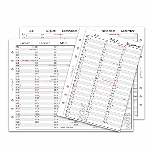 SinnWunder® 2024 Premium-Kalendereinlagen - Jahresplan - Leporello mit einem Halbjahr pro Seite - BasicSinn - 2024 - Din A5 von SinnWunder