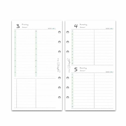 SinnWunder® Premium Kalendereinlagen 2025 - Tages-Kalender mit 1 Tag pro Seite – Größe Personal – 6-fach-Lochung – PureSinn von SinnWunder