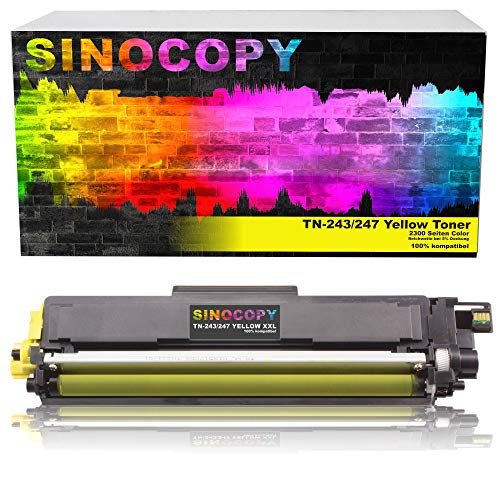 SinoCopy® XL Toner Yellow kompatibel zu Brother TN-243 TN-247 inkl. Chip für HL-L3210CW HL-L3230CDW HL-L3270CDW DCP-L3510CDW DCP-L3550CDW MFC-L3710CW MFC-L3730CDN MFC-L3750CDW MFC-L3770CDW von SinoCopy