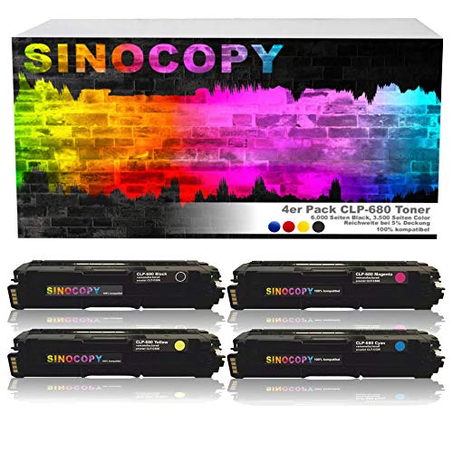 SinoCopy 4X XXL Toner Set für Samsung CLP-680 1xBK,C,M,Y-BK 6.000 S.,Color je 3.500 S., kompatibel zu Samsung CLP-680 DW ND Series CLX-6260 FD FR FW ND - CLT-K506L C506L M506L Y506L von SinoCopy