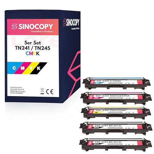 SinoCopy 5 XXL Toner für Brother TN-241 TN-245 DCP-9020 CDW HL-3140 3150 3170 CW CDN CDW MFC-9130 9140 9330 TN241 TN245 von SinoCopy