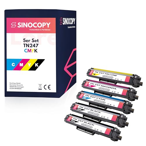 SinoCopy 5er Pack XL Toner kompatibel zu Brother TN-243 TN-247 inkl. Chip für HL-L3210CW HL-L3230CDW HL-L3270CDW DCP-L3510CDW DCP-L3550CDW MFC-L3710CW MFC-L3730CDN MFC-L3750CDW MFC-L3770CDW von SinoCopy