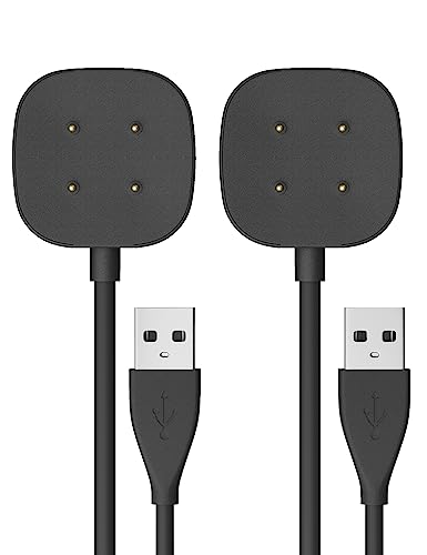 Sinoacc 2 Stücke Ladekabel Kompatibel mit Fitbit Versa 4 Sense 2 Smartwatch Ladegerät Fitbit Sense 2,Sense,Versa 4,Versa 3 Magnetisches Ladestation USB Kabel 100Cm/3.3Ft Smartwatch Zubehör von Sinoacc