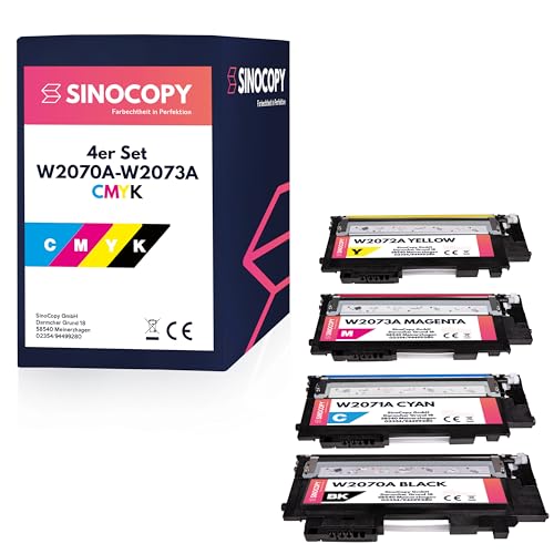 4X SinoCopy Toner MIT CHIP ersetzt HP W2070A, 117A für Color Laser 150 150A 150NW I MFP 178 178NW 178NWG 179 179FNG 179FNW 179FWG Drucker von Sinocopy