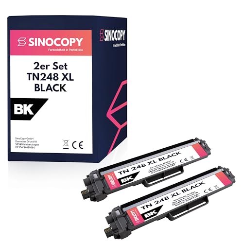 Sinocopy 1x Toner mit Chip Kompatibel TN248 BK für Brother MFC-L8390CDW MFC-L8340CDW HL-L8240CDW HL-L8230CDW (2X BK XL) von Sinocopy
