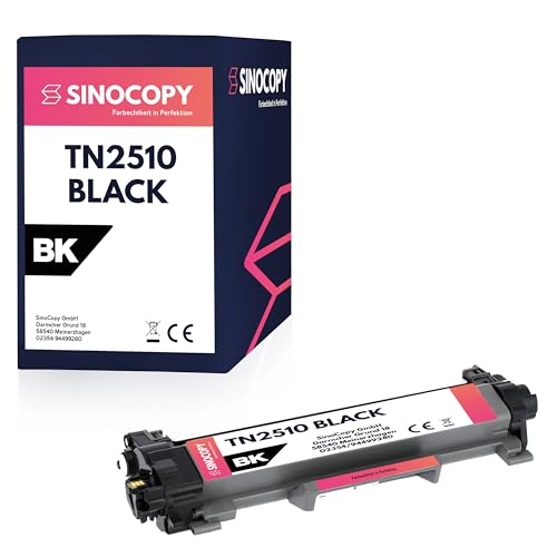 Sinocopy 1x Toner mit Chip Kompatibel TN2510 BK für Brother DCP-L 2622 DW DCP-L 2600 Series DCP-L 2627 Series DCP-L 2640 DN HL-L 2400 Series HL-L 2440 DWE MFC-L 2800 Series MFC-L 2820 DN von Sinocopy