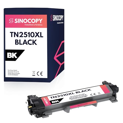 Sinocopy 1x Toner mit Chip Kompatibel TN2510XL BK für Brother DCP-L 2622 DW DCP-L 2600 Series DCP-L 2627 Series DCP-L 2640 DN HL-L 2400 Series HL-L 2440 DWE MFC-L 2800 Series MFC-L 2820 DN von Sinocopy