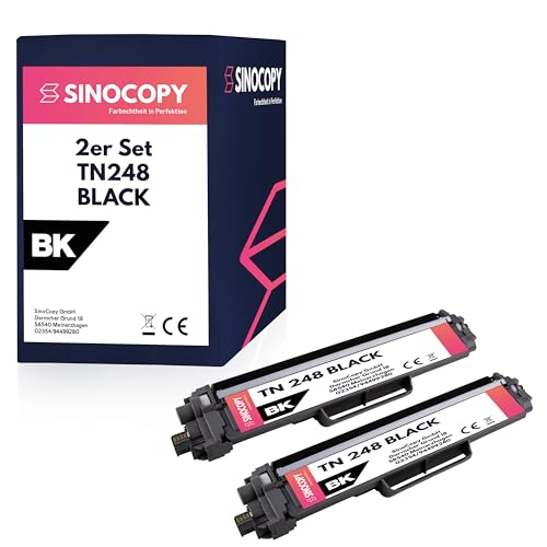 Sinocopy 2X Toner mit Chip Kompatibel TN248 BK für Brother MFC-L8390CDW MFC-L8340CDW HL-L8240CDW HL-L8230CDW von Sinocopy