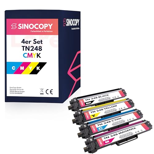 Sinocopy 4X Toner mit Chip Kompatibel TN248 CMYK für Brother MFC-L8390CDW MFC-L8340CDW HL-L8240CDW HL-L8230CDW von Sinocopy