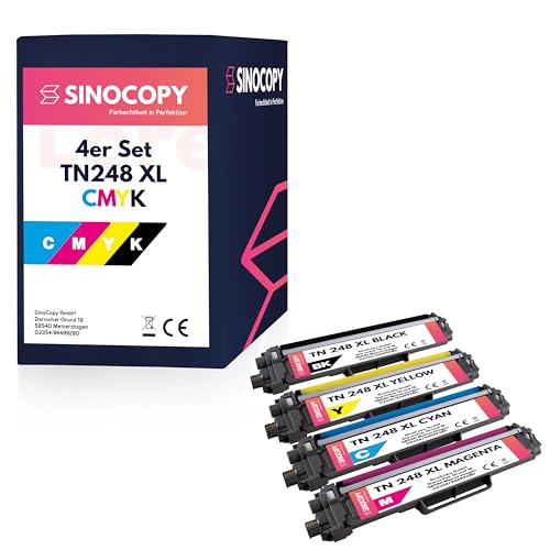 Sinocopy 4X Toner mit Chip Kompatibel TN248XL CMYK für Brother MFC-L8390CDW MFC-L8340CDW HL-L8240CDW HL-L8230CDW von Sinocopy