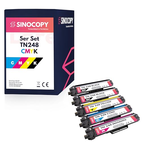 Sinocopy 5X Toner mit Chip Kompatibel TN248 CMYK für Brother MFC-L8390CDW MFC-L8340CDW HL-L8240CDW HL-L8230CDW von Sinocopy