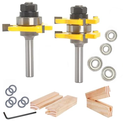 Sinoprotools 2 Teilig Nut- und Federfräser Set, Oberfräser Set 8mm Schaft für Elektro Oberfräsen,Nutfräser mit 2 Lager,Holz Fräser für Holzschneider Werkzeug und DIY Sinoprotools 2 Teilig Nut- und Federfräser Set, Oberfräser Set 8mm Schaft für Elektro Oberfräsen,Nutfräser mit 2 Lager,Holz Fräser für Holzschneider Werkzeug und DIY von Sinoprotools