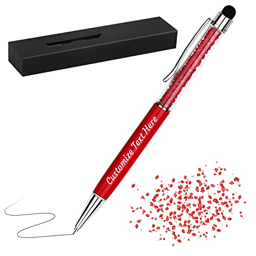 2-in-1 Personalisiert Kristall-Kugelschreiber,Kugelschreiber mit Text Gravur, Metall Stifte für Schule Schreibwaren Bürobedarf (1 Stöcke, Rot) von Sinseike