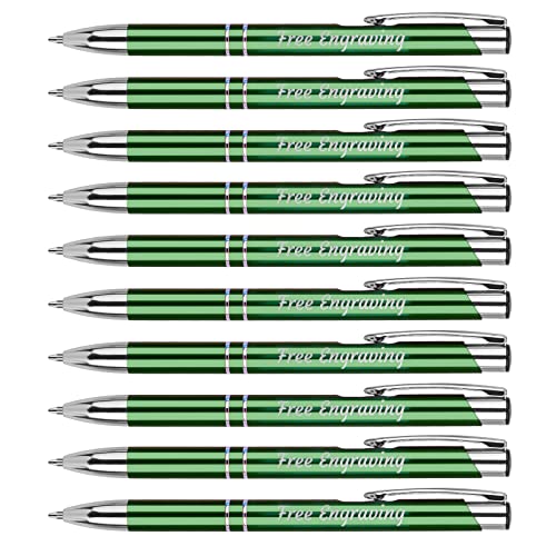 Kugelschreiber Hochwertig,10 Stück Kugelschreiber Schwarz Blau Set,Kulli für einfaches & weiches Schreiben Extra 10 Blau Kugelschreiber Minen (Grün, Personalisiert) von Sinseike