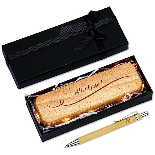 Sinseike Kugelschreiber und Holzbox mit Gravur in Geschenk-Box， Inspirierender Nachhaltig Geschenk für Kollegen, Freunde, Familie (Alles Gute) von Sinseike