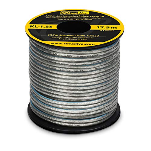Sinuslive KL-1,5S Lautsprecherkabel 2x 1.5mm² Silverline 17.5m von Sinuslive