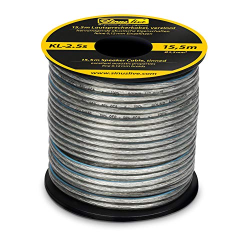 Sinuslive KL-2,5S Lautsprecherkabel, 1 x 2,50 mm², silberfarben, 15,5 m Sinuslive KL-2,5S Lautsprecherkabel, 1 x 2,50 mm², silberfarben, 15,5 m von Sinuslive