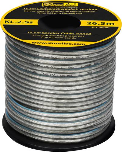 Sinuslive KL-2,5S Lautsprecherkabel 1 x 2.50mm² Silber 15.5m Sinuslive KL-2,5S Lautsprecherkabel 1 x 2.50mm² Silber 15.5m von Sinuslive