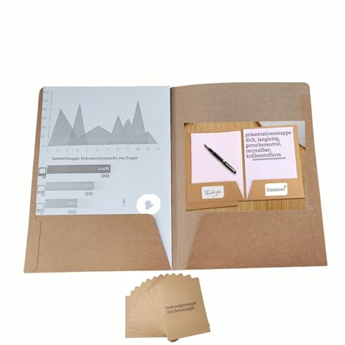 Bewerbungsmappe Hochwertig,Präsentationsmappe A4, Dokumententasche aus Pappe,Aktenmappe Pappe 12 Stück Recycelbare, dicke Sichtschutzmappe. von Sinxioer