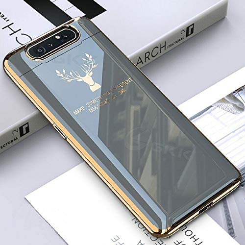 Sinye Hebeschutzhülle für Samsung A80 Luxusbeschichtung Anti-Klopf-Hardcover, Luxus-Abdeckung aus verzinktem Glas, Luxus-Kunststoffbeschichtung Kristallmuster (Grau) von Sinye