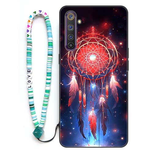 Sinyunron Hülle Kompatibel mit Realme 6 Pro,Handyhülle 2-in-1 Hybrid Set [Stoßfeste TPU Schutzhülle+Gemusterte Rückseite],Handy Schutzschale mit Buntes Schlüsselband,Dream Catcher von Sinyunron