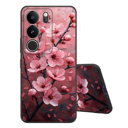 Sinyunron Hülle Kompatibel mit VIVO V29 5G Handyhülle Silikon Schwarz Matte Rückseite mit Muster,Weiche Stoßfest Kratzfest Schlanke Softschale TPU Schutzhülle,Pfirsichblüte Sinyunron Hülle Kompatibel mit VIVO V29 5G Handyhülle Silikon Schwarz Matte Rückseite mit Muster,Weiche Stoßfest Kratzfest Schlanke Softschale TPU Schutzhülle,Pfirsichblüte von Sinyunron