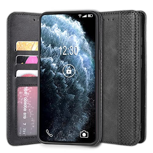 Sinyunron Klapphüllen Kompatibel mit Samsung Galaxy A80 Hülle PU Leder Klapptasche Schutzhülle Flip Case Lederhülle Retro PU Leder Handy Brieftasche(Noir) von Sinyunron