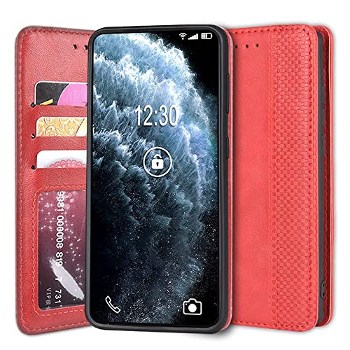 Sinyunron Klapphüllen für LG Q7 Hülle Leder Klapptasche LG Q7 Schutzhülle Flip Case Lederhülle LG Q7 Handy Brieftasche(Rot) von Sinyunron