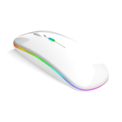 Sir Schmeer Wiederaufladbare kabellose LED Funk Maus Mouse - Bluetooth 5.1 2.4 GHz (Weiß) von Sir Schmeer
