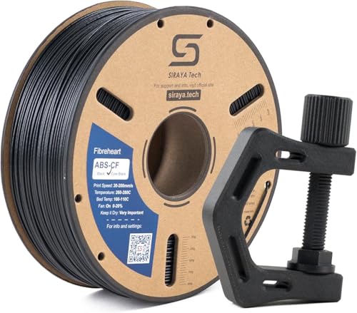 Siraya Tech ABS-CF Core Black Filament – ​​20% kohlefaserverstärktes ABS, überlegene Festigkeit mit verbesserter Schichthaftung, 1,75 mm, Spule (1kg core Schwarz) von Siraya Tech
