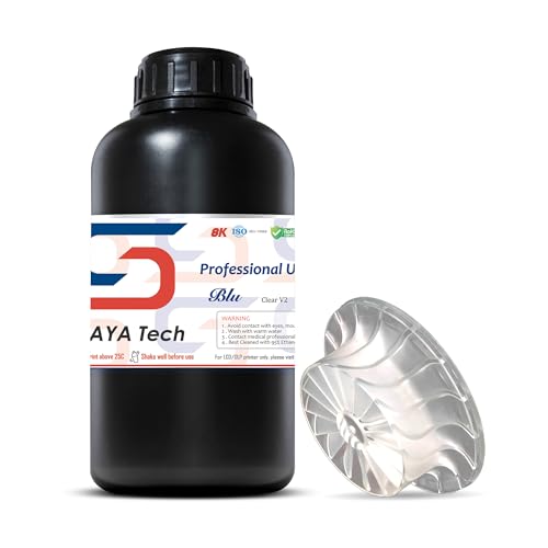 Siraya Tech Blu 3D-Druckerharz Robustes Harz 3D-Druck Mit Hoher Zähigkeit Auflösung Starkes und Präzises Harz 3D-Drucker 405 nm UV-Härtendes LCD DLP 3D-Drucker (Klar V2, 1kg) von Siraya Tech