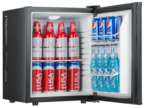 Sirge Mini-Kühlschrank Bar schwarz leise ohne Kompressor Kühlschrank [380(L) x 385(T) x 470 (H) mm] – ideal für Hotel, Schlafzimmer (25 Liter) von Sirge