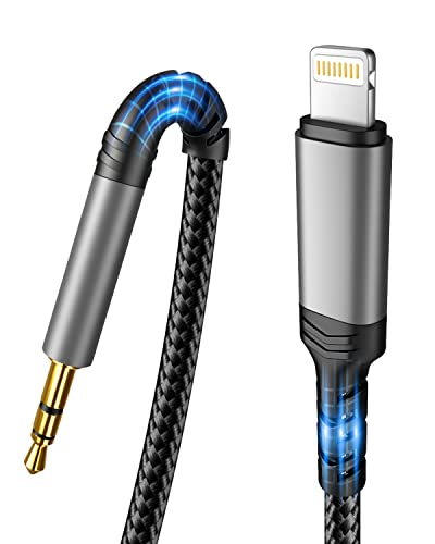 [Apple MFi Zertifiziert] Auto AUX Kabel für iPhone，Lightning auf 3.5mm Aux-Kabel für Auto/Kopfhörer/Lautsprecher,Kompatibel mit iPhone 14/14 Pro/13/13 Pro/12/12 Pro/11/11Pro/X/XS/XR/8/7-Silber Schwarz von SiriusXM