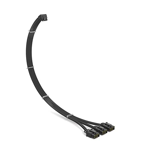 Sirlyr 90 Grad Stecker PCIE 5.0 Netzteil,Sleeved 16 Pin GPU Kabel 12VHPWR Kabel für RTX3090Ti 4080 4090 Kompatibel Corsair,Great Wall,Thermaltake Modulares Netzteil Schwarz von Sirlyr