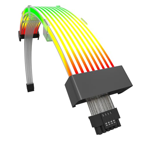 Sirlyr RGB 12VHPWR Kabel,16 Pin GPU,PCIE 5.0 PSU Verlängerungen Stecker auf Buchse - für RTX 3090Ti 4080Ti 4090 4090Ti Grafikkarte 600W Stromversorgung,Dünner LED Streifen Schwarz Adapter 15In von Sirlyr