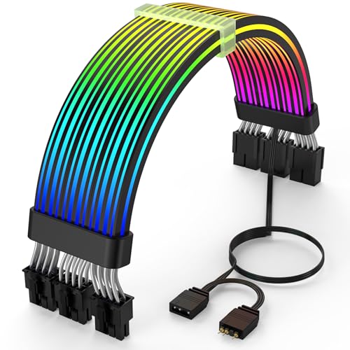Sirlyr RGB PC-Kabel, Strimmer 3 * 8 pin PSU Verlängerungskabel, 5V 3Pin Sync ARGB, für Grafikkarten-Netzteil, Computer-Gehäuse Dekoration Black Style von Sirlyr