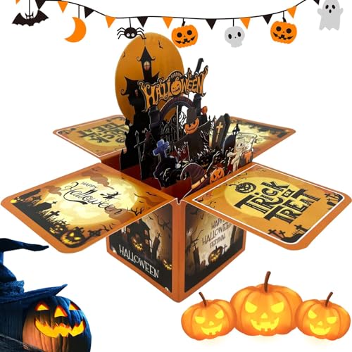 Sirseon Kreative Halloween-Kartenbox,Halloween-Überraschungskartenbox,Süßes oder Saures Partygeschenke | Popup-Halloween-Party-3D-Box-Karte, lustige DIY-kreative Grußkarten, Partyzubehör für Freunde von Sirseon