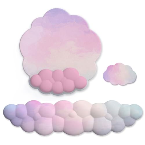 Sirxlevcy 3-Teiliges Cloud-Handgelenkauflage-Tastatur-Set, Ergonomischer Memory-Schaum für Laptop-Computer im Heimbüro von Sirxlevcy