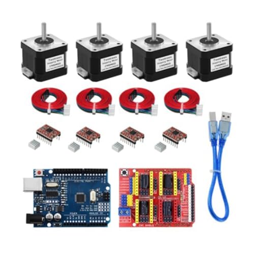 Sirxlevcy 4-Adriger Nema17-Schrittmotor 17HS4401S + CNC-Shield V3-Graviermaschine + 4-Teiliges A4988-Treiber-Erweiterungsboard 3D-Drucker-Kit Sirxlevcy 4-Adriger Nema17-Schrittmotor 17HS4401S + CNC-Shield V3-Graviermaschine + 4-Teiliges A4988-Treiber-Erweiterungsboard 3D-Drucker-Kit von Sirxlevcy