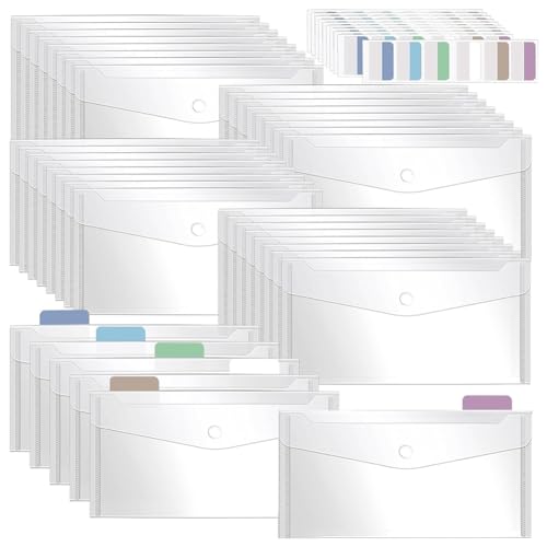 Sirxlevcy 40er-Packung 5 X 10 Große Transparente Plastikumschläge mit Druckknopfverschluss, Wiederverwendbare Plastik-Bleistifttaschen, Geldumschläge Sirxlevcy 40er-Packung 5 X 10 Große Transparente Plastikumschläge mit Druckknopfverschluss, Wiederverwendbare Plastik-Bleistifttaschen, Geldumschläge von Sirxlevcy