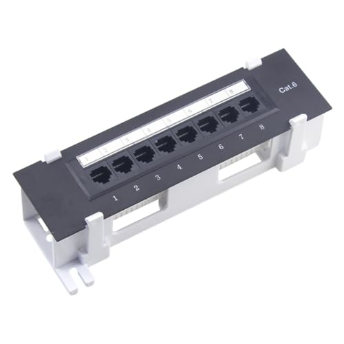 Sirxlevcy 8-Port-Patchpanel für Cat. 6 Vielseitige Kunststoff-Wandhalterung für Rechenzentren, für Computer, Zuhause, für die Verkabelung, Serverräume, Büros, Einfache Installation, Einfach zu Bediene von Sirxlevcy