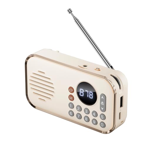 Sirxlevcy Tragbares FM-Radio, Wiederaufladbar, Kleiner Kabelloser Bluetooth-Lautsprecher, Surround-Stereo-Sound, USB-Vintage-Radios, Farbe Creme Sirxlevcy Tragbares FM-Radio, Wiederaufladbar, Kleiner Kabelloser Bluetooth-Lautsprecher, Surround-Stereo-Sound, USB-Vintage-Radios, Farbe Creme von Sirxlevcy