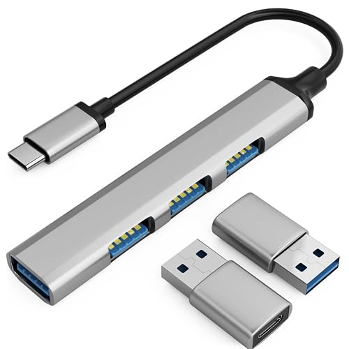 SisattHub 3 in 1: USB Typ C Hub mit 4 USB 3.0 Ports, 2 USB C (weiblich) auf USB 3.0 (Stecker) Adapter von SisattHub