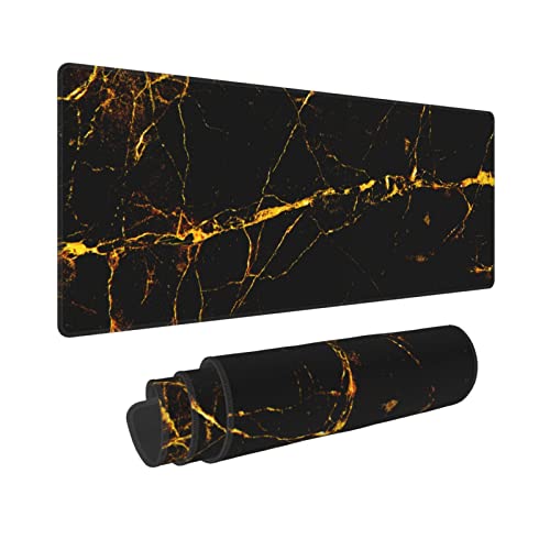 Gaming-Mauspad, schwarz und gold, Marmor-Tastatur-Pad, 80 x 20 cm, groß, rutschfeste Gummiunterseite, Mauspad mit genähten Kanten, Schreibtischunterlage, Schreibtisch-Dekoration, Schreibtisch-Matte Gaming-Mauspad, schwarz und gold, Marmor-Tastatur-Pad, 80 x 20 cm, groß, rutschfeste Gummiunterseite, Mauspad mit genähten Kanten, Schreibtischunterlage, Schreibtisch-Dekoration, Schreibtisch-Matte von Siski