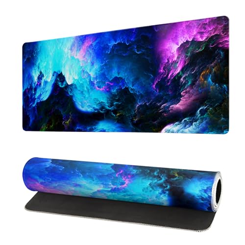 Gaming-Mauspad mit schillerndem Galaxie-Motiv, 70 x 30 cm, Blau / Violett, Galaxie, Nebel, Universum, Weltraum, großes Mauspad, rutschfeste Gummiunterseite, genähte Kanten, Tastatur-Mauspad, Gaming-Mauspad mit schillerndem Galaxie-Motiv, 70 x 30 cm, Blau / Violett, Galaxie, Nebel, Universum, Weltraum, großes Mauspad, rutschfeste Gummiunterseite, genähte Kanten, Tastatur-Mauspad, von Siski