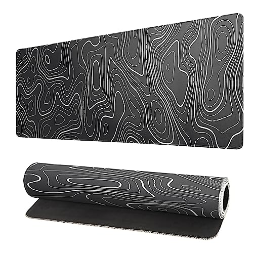 Topographisches Kontur-Mauspad, groß, schwarz, Gaming-Mauspad, 80 x 20 cm, rutschfeste Gummiunterseite, erweiterte Pads, XL-Tastatur-Pad mit genähten Kanten, coole Computer-Schreibtischunterlage für Topographisches Kontur-Mauspad, groß, schwarz, Gaming-Mauspad, 80 x 20 cm, rutschfeste Gummiunterseite, erweiterte Pads, XL-Tastatur-Pad mit genähten Kanten, coole Computer-Schreibtischunterlage für von Siski